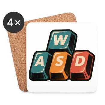 WASD Gaming Keys - Funny Gamer Gift - Coasters (set of 4) - white - Front