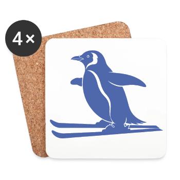 pingouin minimaliste skieur sport d’hiver - Dessous de verre (lot de 4) - blanc - Devant