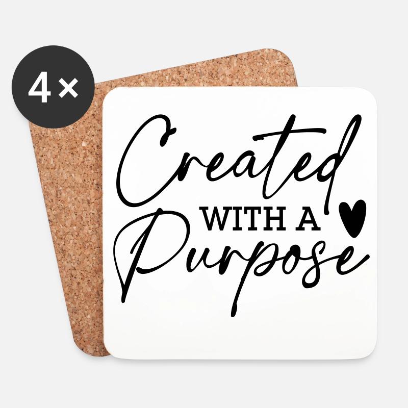 Createtd with a Purpose - Untersetzer (4er-Set) - Weiß