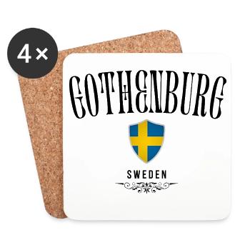 Souvenir Göteborg, Göteborg Suède - Dessous de verre (lot de 4) - blanc - Devant