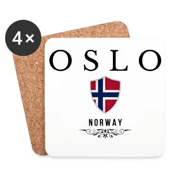 Souvenir Oslo, Oslo Norvège - Dessous de verre (lot de 4) - blanc - Devant