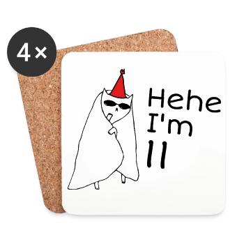 11 Year Anniversary - 11th Anniversary Gift - Coasters (set of 4) - white - Front