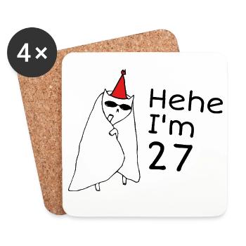 27 Years Anniversary - 27th Anniversary Gift - Coasters (set of 4) - white - Front