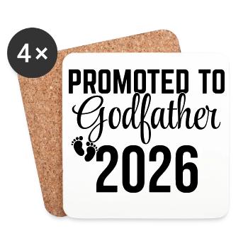 Promoted to Godfather 2026 – Patenonkel Design - Untersetzer (4er-Set) - Weiß - Vorne
