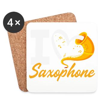 I Love Saxophone Orchestra Band Member - Coasters (set of 4) - white - Front