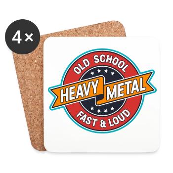Old School Heavy Metal Abzeichen - Untersetzer (4er-Set) - Weiß - Vorne