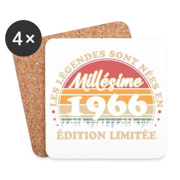 Vintage 1966 Vintage Retro Anniversary 60 Years - Coasters (set of 4) - white - Front