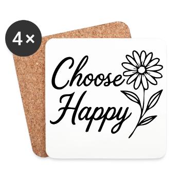 Choisissez Happy - Dessous de verre (lot de 4) - blanc - Devant