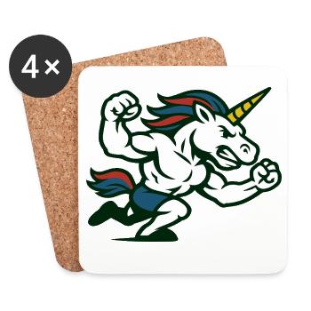 Power Unicorn Running Strong Fantasy Illustration - Coasters (set of 4) - white - Front