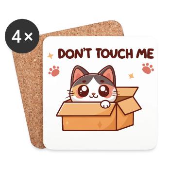Chaton Dans Boîte – Pas Toucher - Dessous de verre (lot de 4) - blanc - Devant