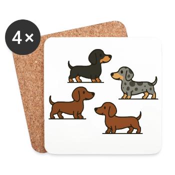 Dachshund Quartet: Spotted & Solid - Coasters (set of 4) - white - Front
