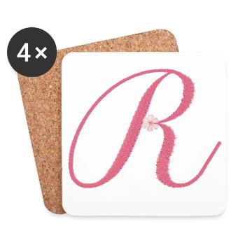 R, for Royal, delicate elegance with meaning - Coasters (set of 4) - white - Front