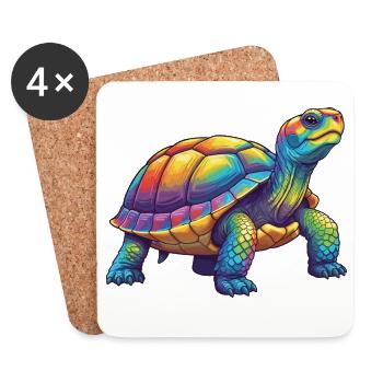 Bunte Turtle Rainbow Pop Art Aquarell - Untersetzer (4er-Set) - Weiß - Vorne