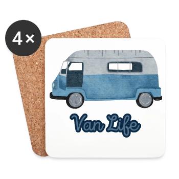Van Life Watercolor Vintage Camper Travel - Coasters (set of 4) - white - Front