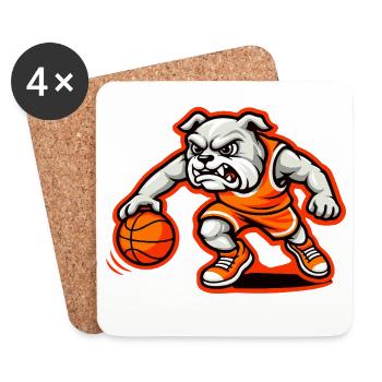 Bulldog Basketball Power Dribble Mascot - Coasters (set of 4) - white - Front