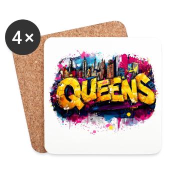 Explosion de couleurs de la skyline du graffiti du Queens - Dessous de verre (lot de 4) - blanc - Devant