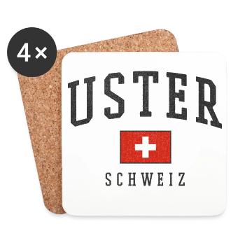 Uster Suisse – Motif de drapeau avec fierté locale - Dessous de verre (lot de 4) - blanc - Devant