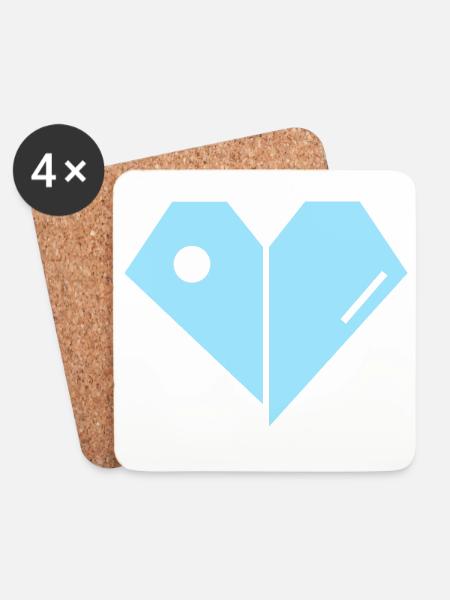Geometrisches Blaues Herz - Untersetzer (4er-Set) - Weiß