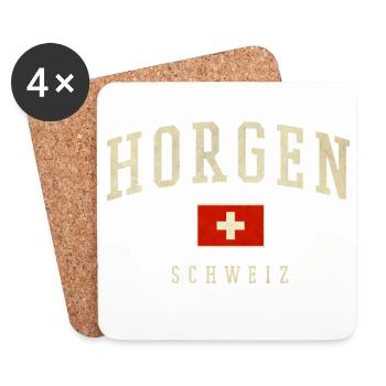 Horgen Suisse Style Drapeau Vintage - Dessous de verre (lot de 4) - blanc - Devant