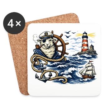 Seafarer sheep in the storm - Coasters (set of 4) - white - Front