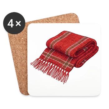 Weihnachtsschal im bestickten Look (bedruckt) - Untersetzer (4er-Set) - Weiß - Vorne