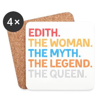 Edith Die Frau Der Mythos Die Legende Die Königin - Untersetzer (4er-Set) - Weiß - Vorne