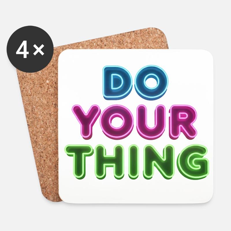 Do Your Thing Neon Schriftzug - Untersetzer (4er-Set) - Weiß