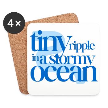 Tiny ripple in a stormy ocean (blue background) - Coasters (set of 4) - white - Front