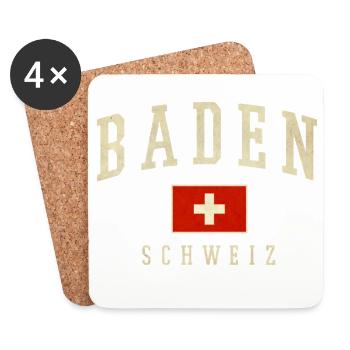 Emblème vintage de Bade en Suisse - Dessous de verre (lot de 4) - blanc - Devant
