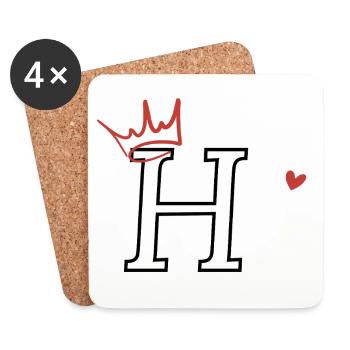 Letter h crown heart - Coasters (set of 4) - white - Front