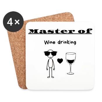 Meister des Weintrinkens - Untersetzer (4er-Set) - Weiß - Vorne