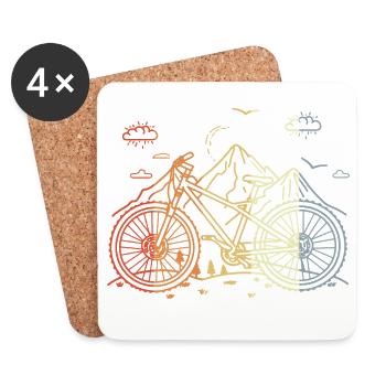 Mountainbiking Skizze Vintage Style - Untersetzer (4er-Set) - Weiß - Vorne