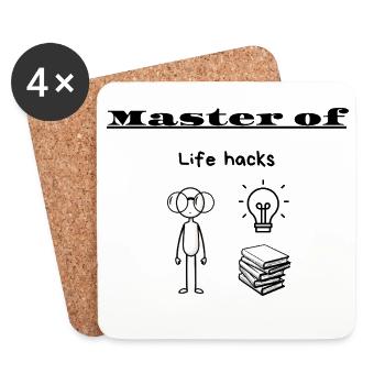Meister-of-Life-Hacks - Untersetzer (4er-Set) - Weiß - Vorne