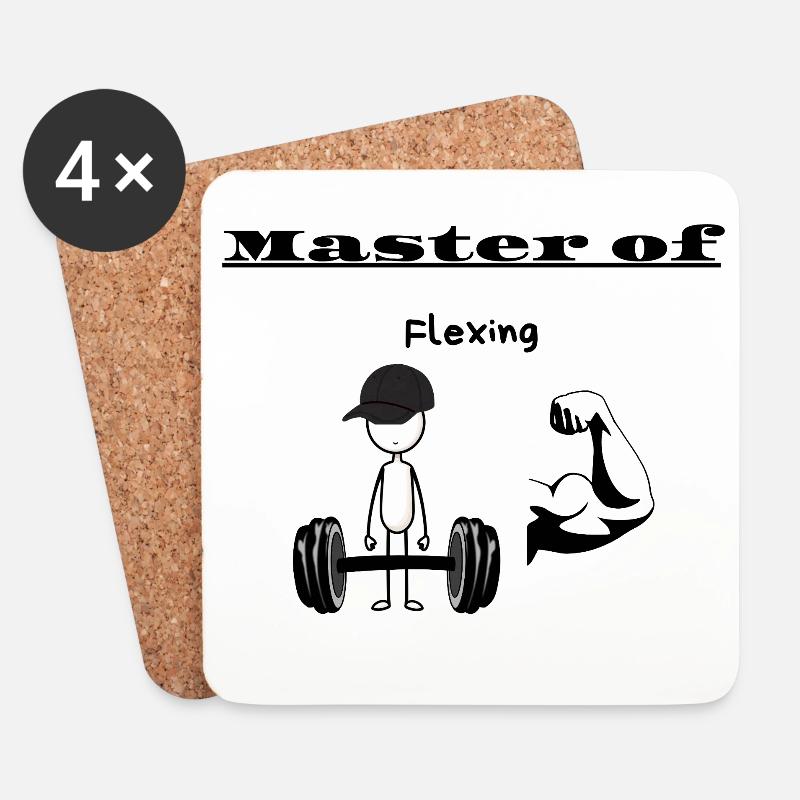 Meister des Flexens - Untersetzer (4er-Set) - Weiß