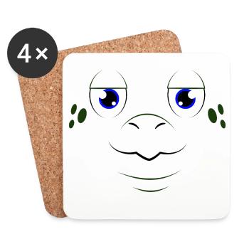 Cute Turtle Face Animal Costume Sea Turtle - Coasters (set of 4) - white - Front