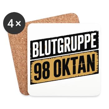 Blutgruppe 98 Oktan - Benzin Design - Untersetzer (4er-Set) - Weiß - Vorne