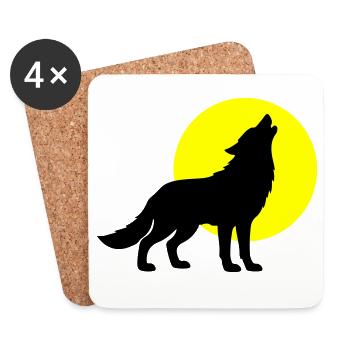 Wolf Silhouette - Untersetzer (4er-Set) - Weiß - Vorne