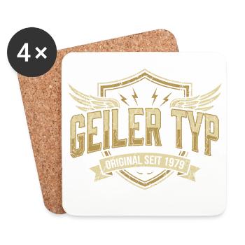Geiler Typ 1979 – Geburtstag Vintage Wappen - Untersetzer (4er-Set) - Weiß - Vorne