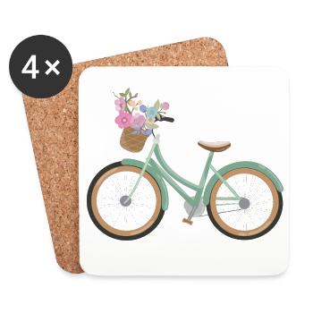 Rad_mit_Blumen - Dessous de verre (lot de 4) - blanc - Devant