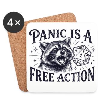 Panic is a Free Action – Raccoon D20 Design - Coasters (set of 4) - white - Front
