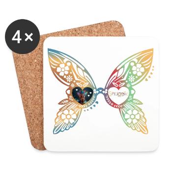 Fairy Glasses with Naughty Fairy - Coasters (set of 4) - white - Front