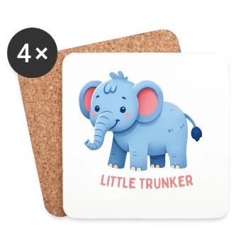 Pink Eared Elephant - Coasters (set of 4) - white - Front