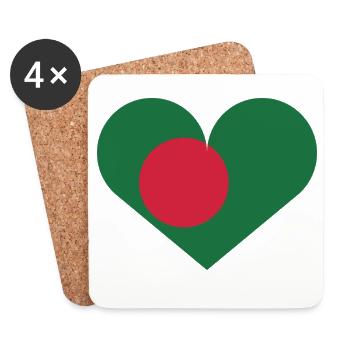Bangladeschische Flagge in Form eines Herzens - Untersetzer (4er-Set) - Weiß - Vorne