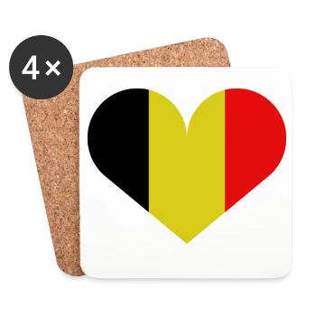 Belgische herzförmige Flagge - Untersetzer (4er-Set) - Weiß - Vorne