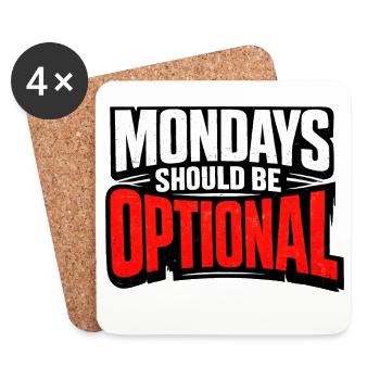 Monday should be optional Vintage - Coasters (set of 4) - white - Front