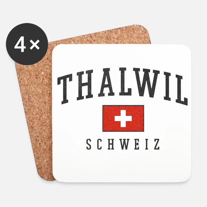 Thalwil Schweiz Flaggenmotiv - Untersetzer (4er-Set) - Weiß