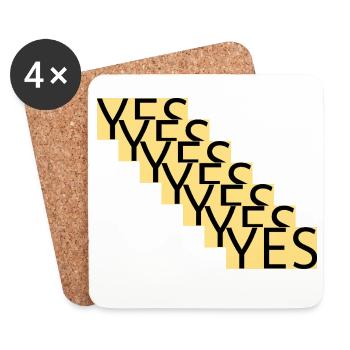 YES – Stufenstatement in Gold - Untersetzer (4er-Set) - Weiß - Vorne