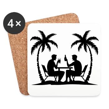 Silhouette de fête de palmiers - Dessous de verre (lot de 4) - blanc - Devant