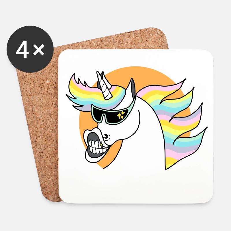 Cool Unicorn - Untersetzer (4er-Set) - Weiß