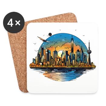 Sunset Skyline Reflection - Coasters (set of 4) - white - Front
